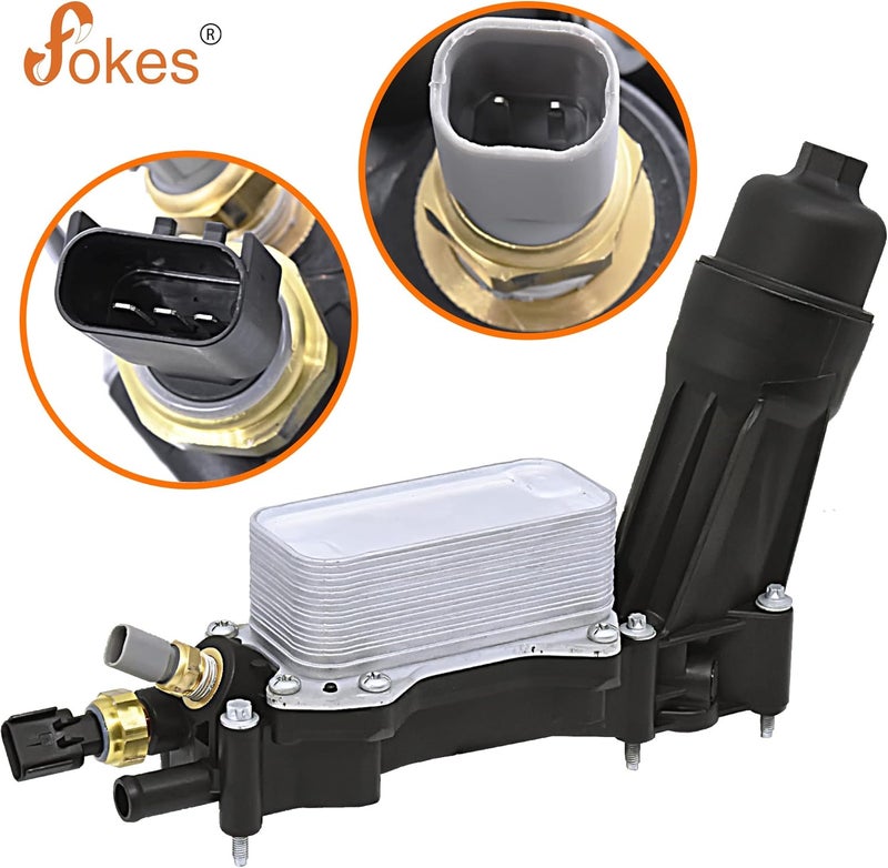 fokes Engine Oil Cooler and Oil Filter Housing Adapter gaskets Sensor Kit Compatible with 2014-2017 Chrysler 200/300 Dodge Journey Jeep Wrangler Ram 3.6L Replace# 68105583AF 68105583AA - Image 2